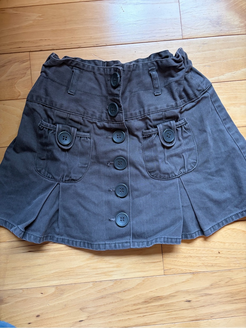 NKY Girls' Black Button-Front Skirt with Pocket Detail